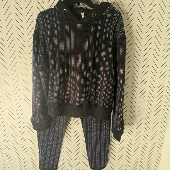 KUHRIZMUH Rhinestone Embellished Jogger Set - Picture 6 of 7